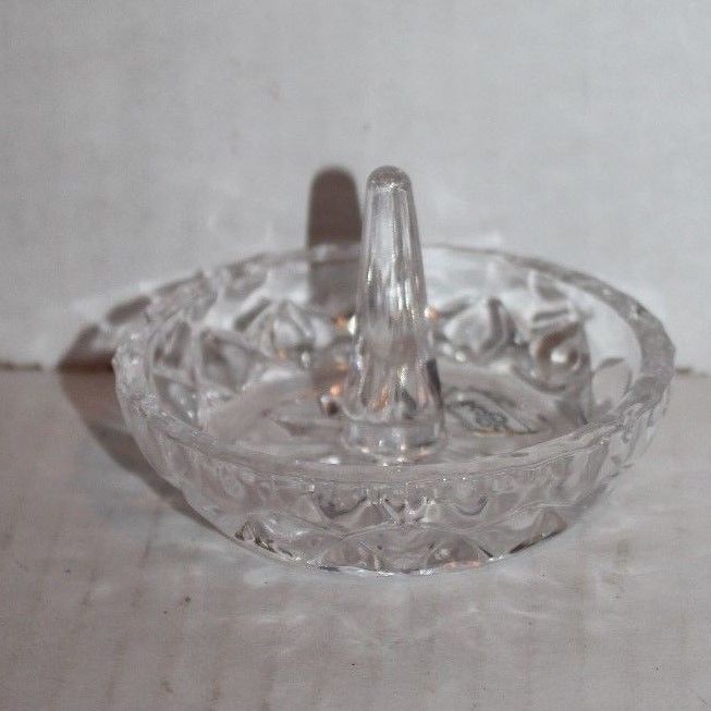 Vintage Clear Glass Crystal Ring Holder/Dish