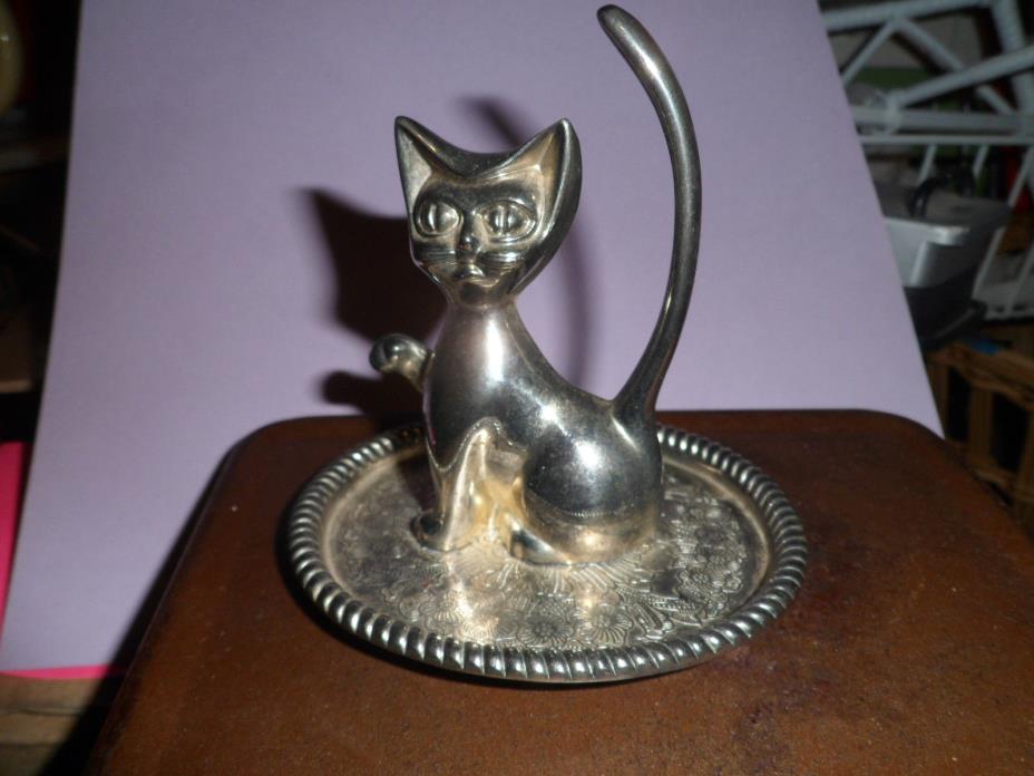 Cat Ring Holder Silverplate