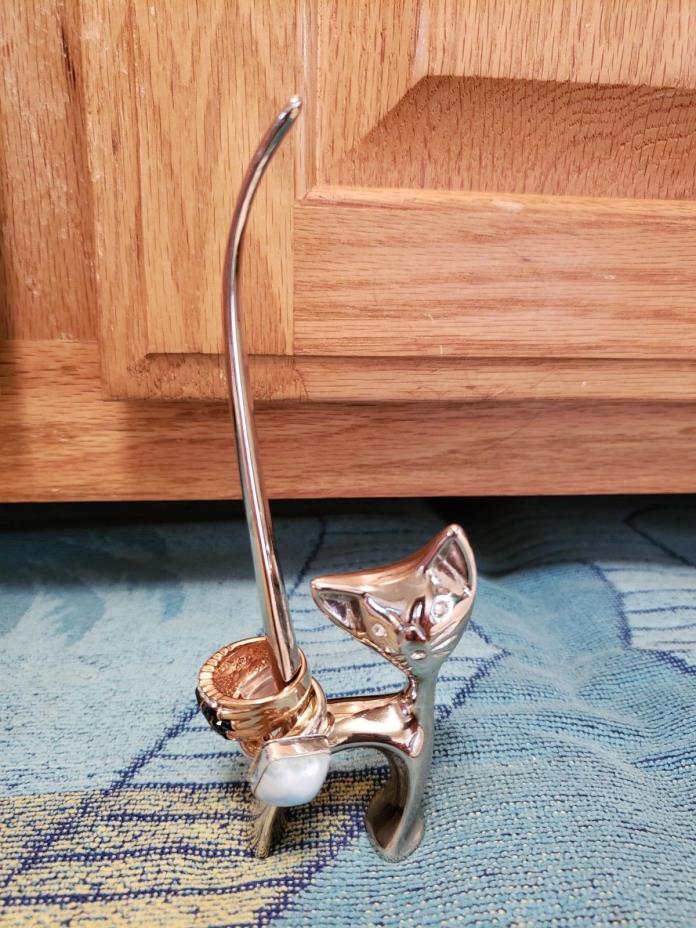 Cute Silver cat - ring holder