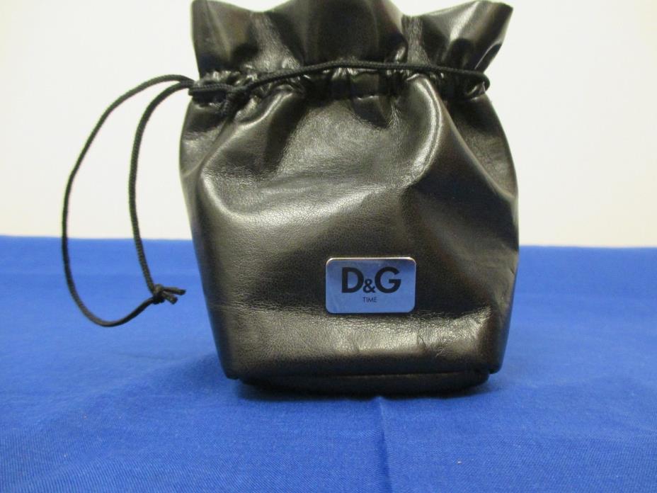 Small watch size D&G Black Leather Bag With Draw String