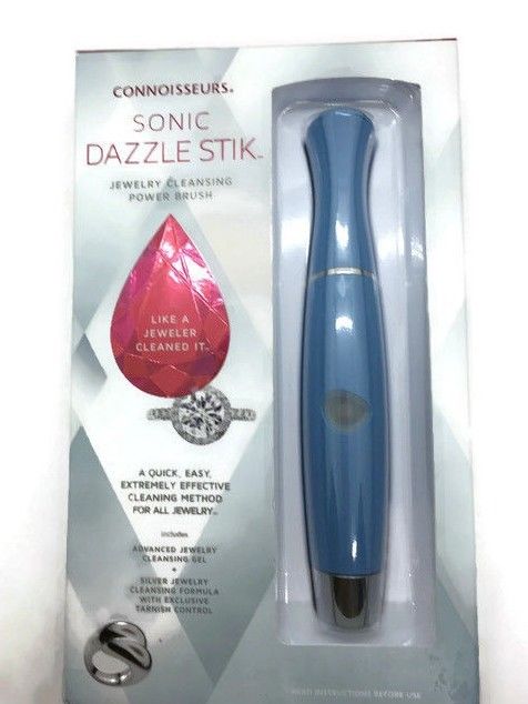 Sonic Dazzle Stick Jewelry Cleaning Power Brush W/ Refills Battery Operated New