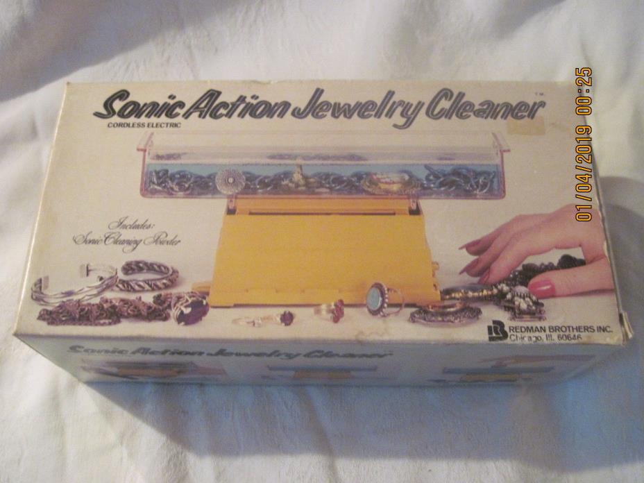 Vintage Sonic Action Jewelry Cleaner, Cordless Electric, Orig. Box, Redman Bros