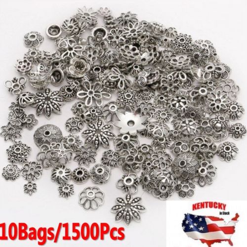 Wholesale Mixed 1500pcs Tibetan Silver Flower Bead Caps For Jewelry Making DIY