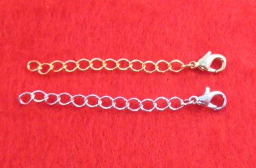 1 INCH 14KT GOLD & WHITE GOLD PLATED 4MM NECKLACE EXTENDER W/ LOBSTER CLAW SET