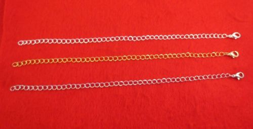 9 INCH GOLD,WHITE GOLD,SILVER  PLATED 4MM NECKLACE EXTENDER W/ LOBSTER CLAW SET