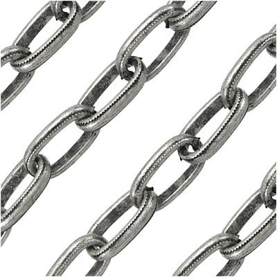 Antiqued Silver Plated Medieval Cable Chain 14x8.5mm - Bulk By The Foot