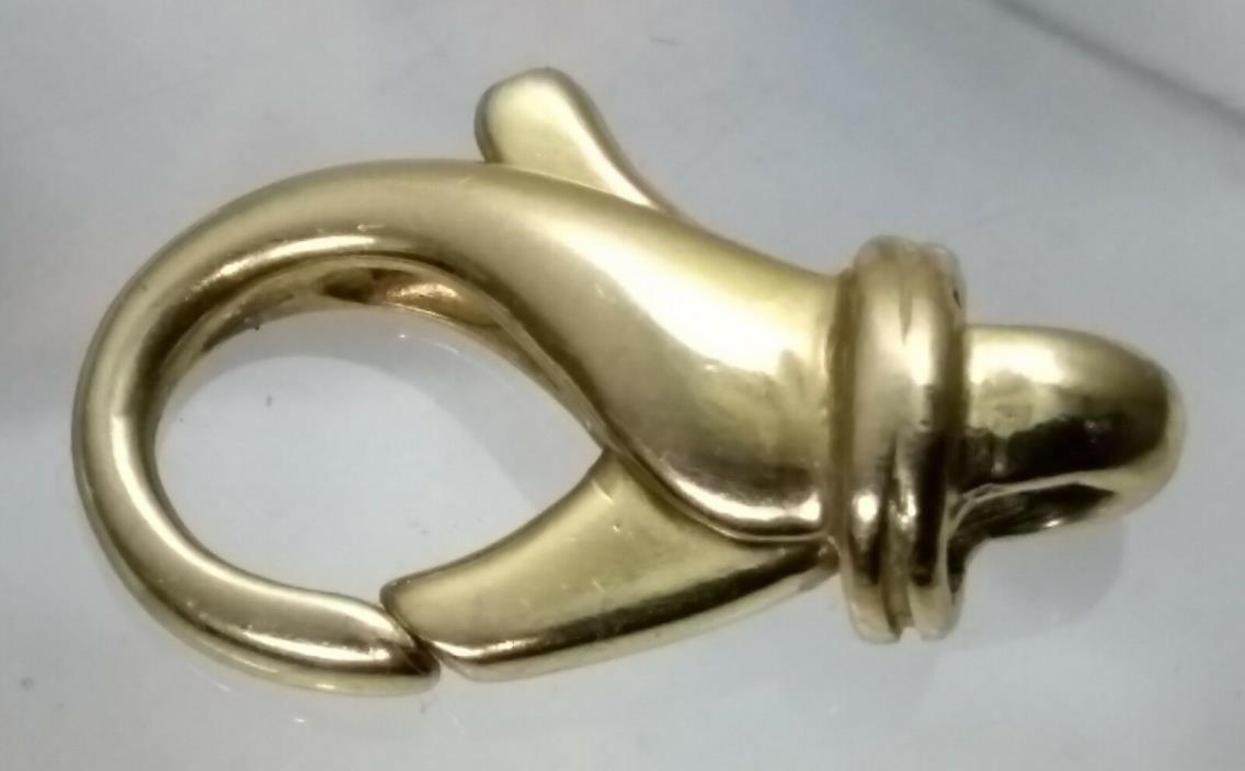 Large Polished Solid 14k Yellow Gold 17.2mm Lobster Clasp (2g)