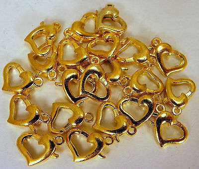 20 12 X 9 MM GOLD HEART CLASPS  USA SHIPPING