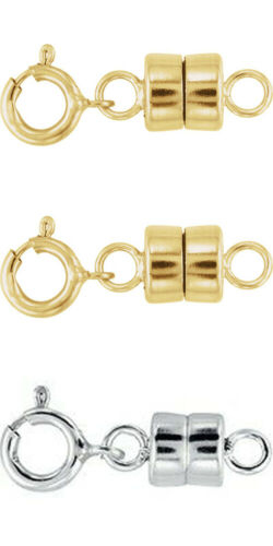 2 - SOLID 14k Yellow Gold and 1 - .925 Sterling Silver Magnetic Necklace Clasps