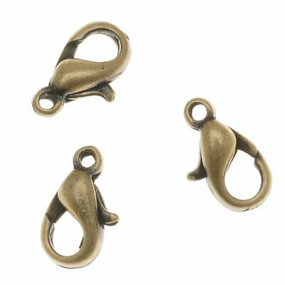 Antiqued Brass Curved Lobster Clasps 10mm (6)