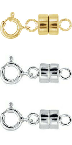 1 - SOLID 14k Yellow Gold and 2 - .925 Sterling Silver Magnetic Necklace Clasps