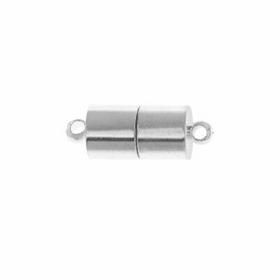 Magnetic Clasp, Round Barrel Shape 16x6mm, 2 Sets, Silver Tone