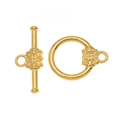 22K Gold Plated Flower Toggle Clasps 14mm (5 Sets)