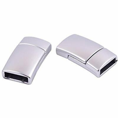5 Sets Magnetic Jewelry Clasps Rectangle Shaped, Matte Silver, 11.0x3.0mm