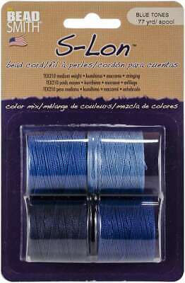 Beadsmith S-Lon Bead Cord TEX210 4/Pkg Blue Tones 790524167685
