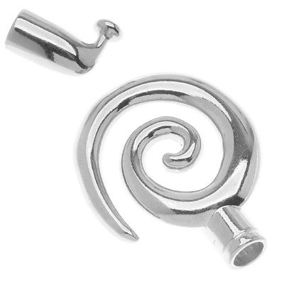 Silver Plated Glue-In Sliding Toggle Clasp Large 'Spiral' Fits 6.2mm Cord (1)