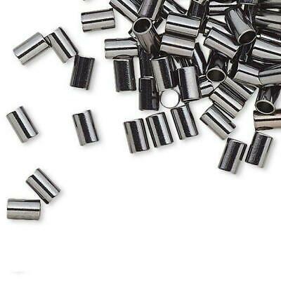 100 Gunmetal Black Plated Brass 3x2mm Crimp Beads Tube Crimps Spacers Bulk Lot