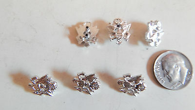 6 VTG NEW SILVER PLATE WITH 2 SCREW BACK  US  ARMY EAGLE  FINDINGS