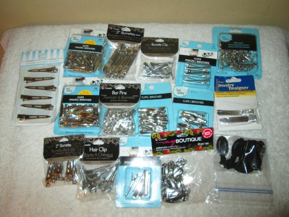 15 NIP JEWELRY FINDINGS LOT BEAD LANDING OFFRAY COUSIN CLIPS BAR PINS SETTINGS