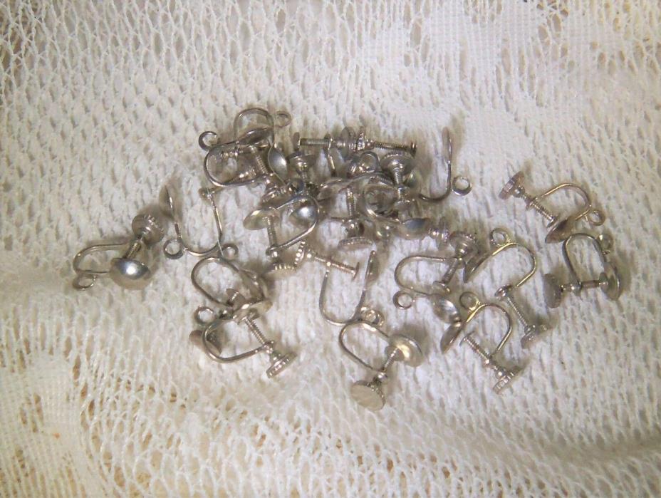 Screw Back Findings w Hole for Dangles Silver Tone Lot of 21