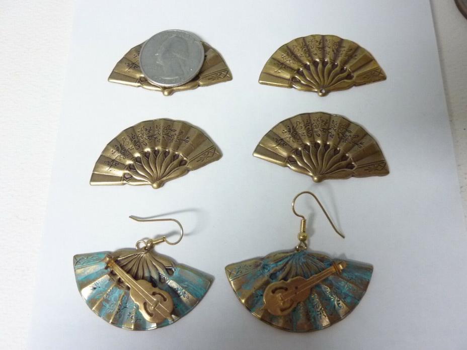 Victorian style brass stampings findings from the early 90s FANS A18 for earring
