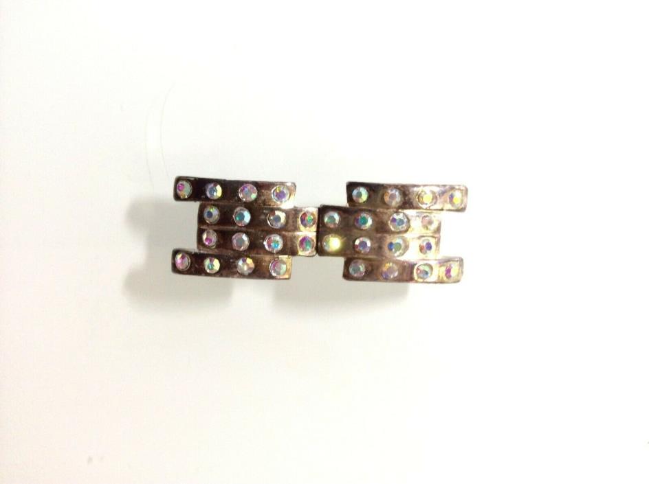 Vintage Jewelry Clasp - Large Metal and Rhinestone Clasp