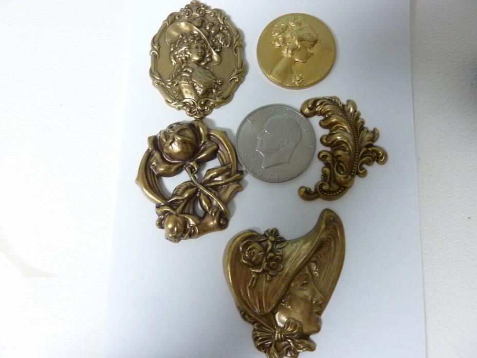 Victorian style brass stampings findings from the early 90s A16