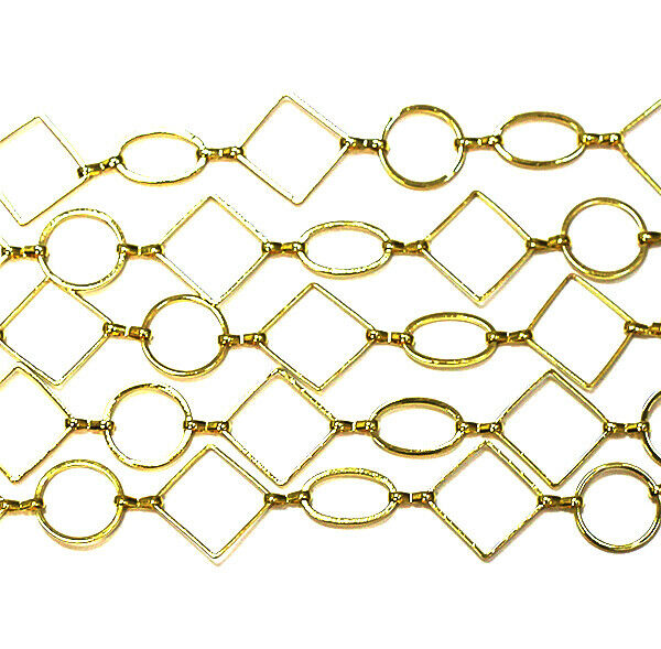 GOLD PLATED OVAL DIAMOND CIRCLE CHAIN 18mm 3 FEET