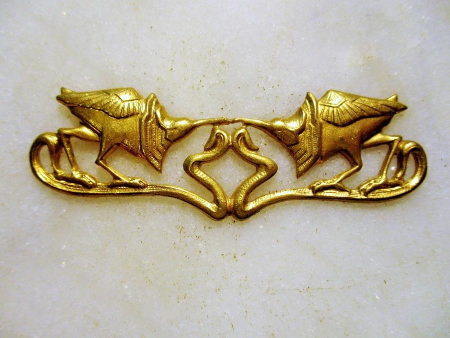 Vintage Gold Plated Brass Egyptian Revival Egyptian Double Grouse Bird Finding