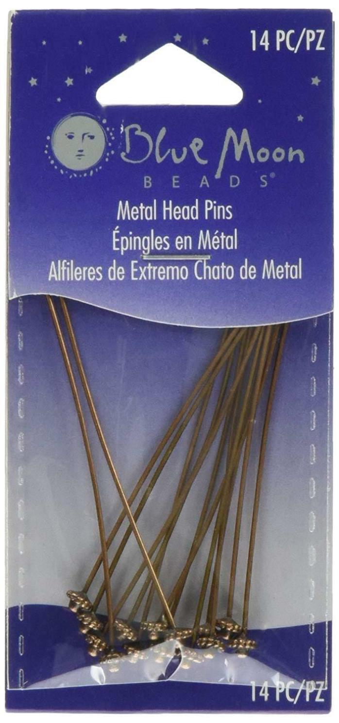 Blue Moon Beads BM64836 Copper Plated Metal Head Pins, Small, 2-Inch, 14/Pkg