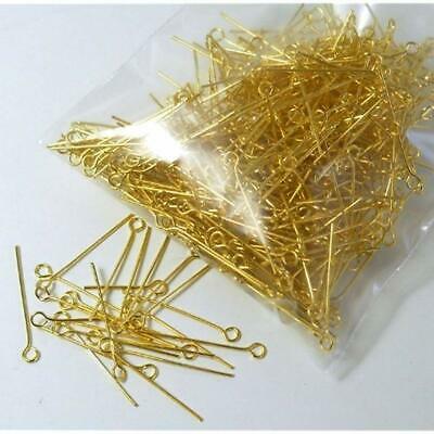 Rockin Beads Brand, 500 Gold Plated Brass Jewelry Eye-rosary Pins 1 Inch 22 Lot