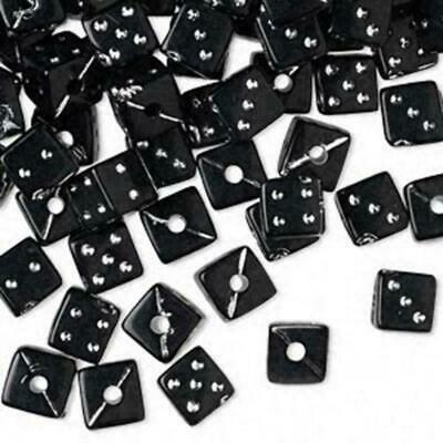 Lot of 20 Black & Silver Retro Acrylic Cube Dice Beads