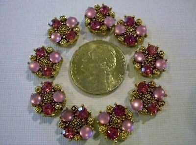 2 Hole Slider Beads Catseye & Crystal Pink Made with Swarovski Elements  #9