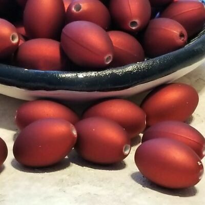 Vintage Retro Red Mod Rubber Coated 17x12mm Round Oval Acrylic Beads 10 pcs