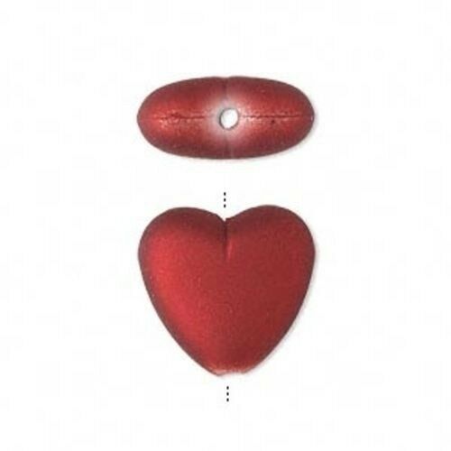 10 Velvety Red Funky Mod Rubber Puffed Heart Beads