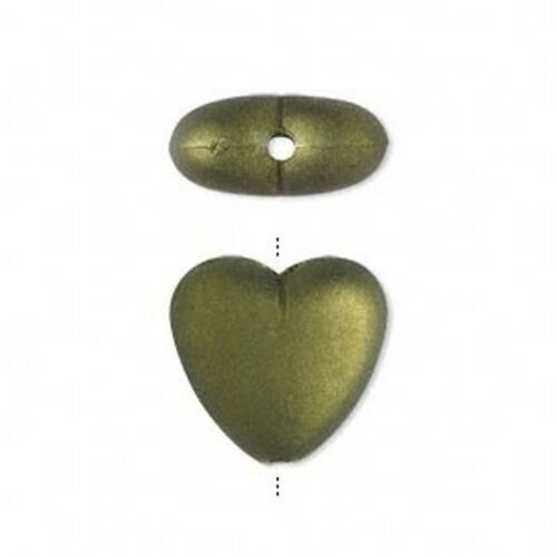 10 Velvety Green Funky Mod Rubber Puffed Heart Beads