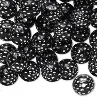 Fun Retro Black & Silver Polka Dot 10mm Round Beads 20 pcs