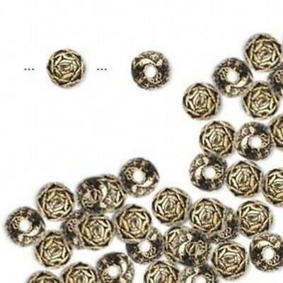 Retro Antiqued Gold 6mm Round Rosebud Flower Beads 20 pcs