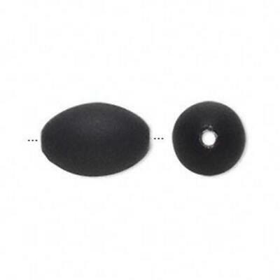 10 Black Funky Mod Rubber 17x12mm Round Oval Beads