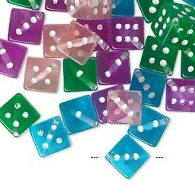 50 Mixed Color Retro 11mm Square Diagonal Cube Dice Beads Pink Purple Blue Green