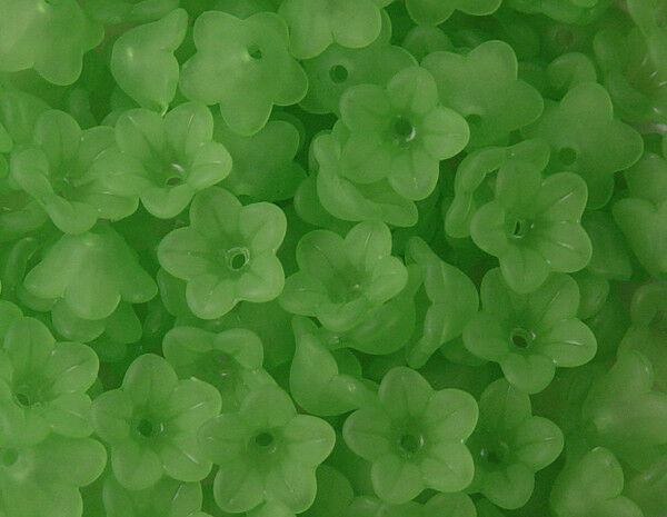 Acrylic Bead 300 Bell Daisy Flower Green Frosted 13mm x 7mm (1015luc13m6-35)