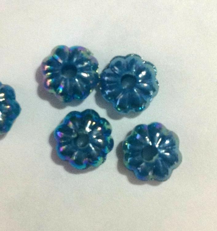 Plastic Beads Flower Shaped 6mm Blue 1 cup 2000pcs