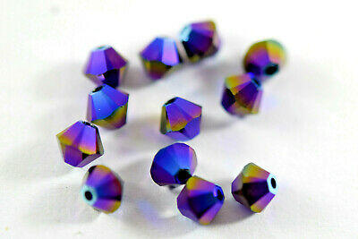 Swarovski 5328 JET SHIMMER 2X  Faceted Xilion Bicones 4mm (24)