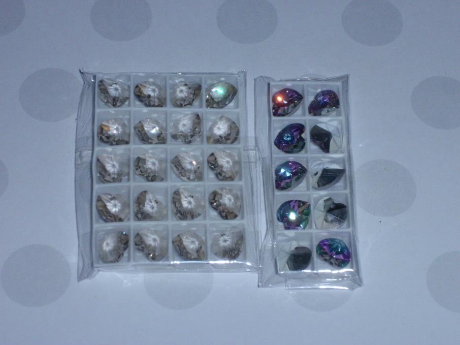 30 SWAROVSKI Crystal Heart Pendants Clear Amethyst AB 8mm Crystal AB