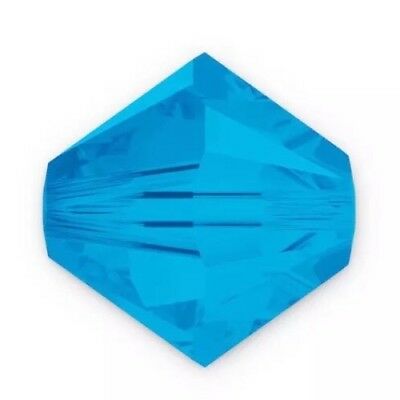 NEW 100 Pieces Caribbean Blue Opal Swarovski Crystals 5301 6mm Bicone Beads