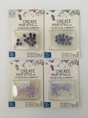 New Swarovski Crystals 6mm 4mm Bicone Beads Lavender Violet Tanzanite Purple Lot