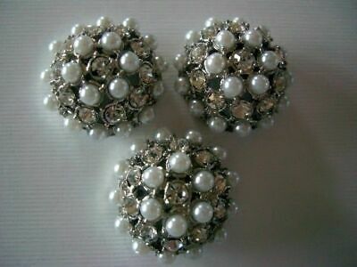 2 Hole Slider Beads Pearly Rounds Silvertone Made with Swarovski Elements #3