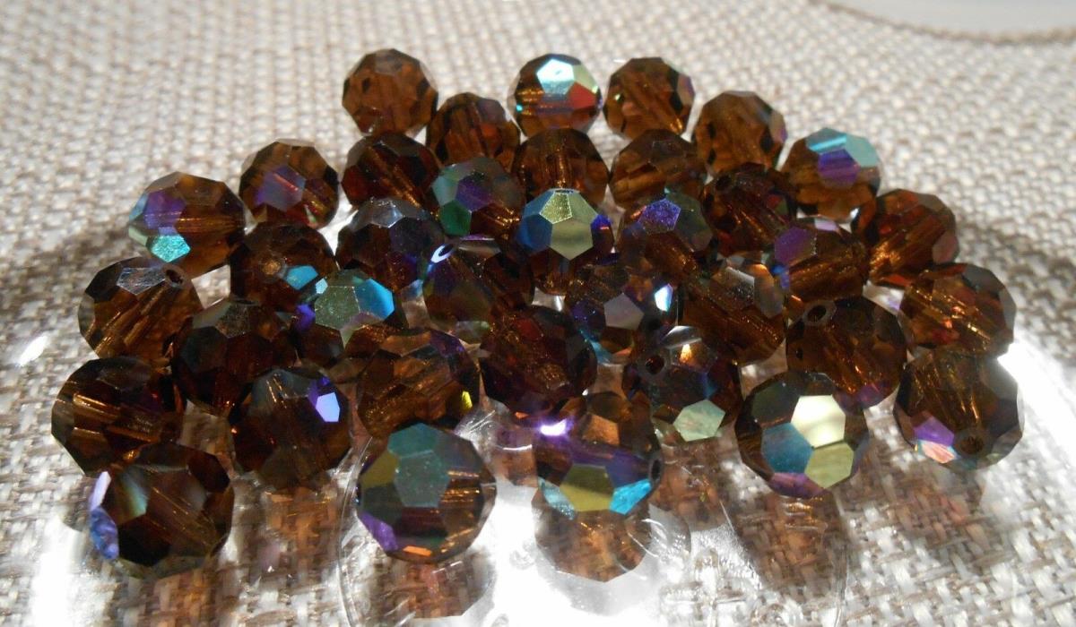 37 pieces Swarovski 8mm 5000 Burgundy AB Crystal Round Beads USA seller