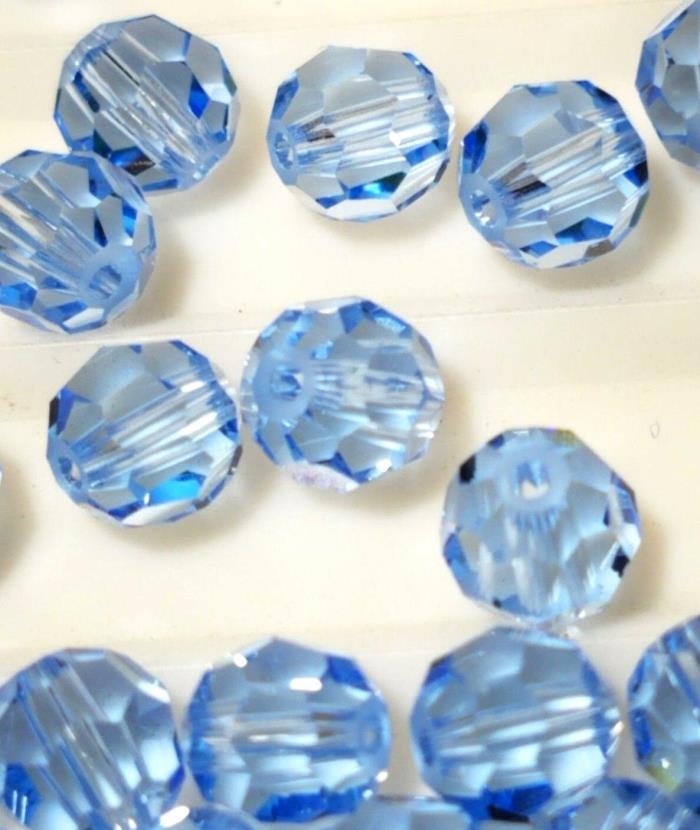 12 Pcs 5mm Swarovski Crystal #5000 Round Beads LIGHT SAPPHIRE