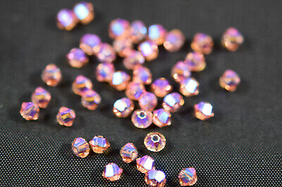 Swarovski 5328 ROSE PEACH 2X AB  Faceted Xilion Bicones 3mm (24)